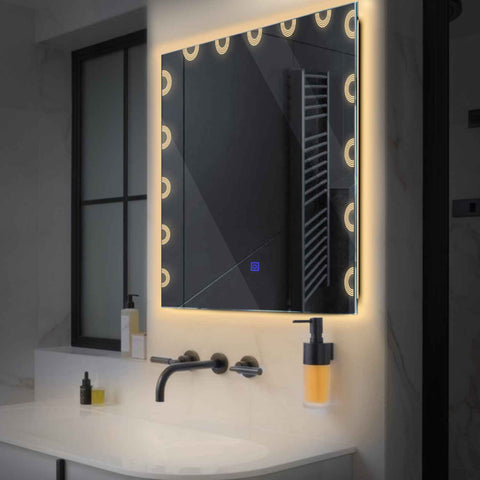 Oglinda LED Patrata, Touch LED, Dimare, LED 3000K Cald - Gama Edge Model 4