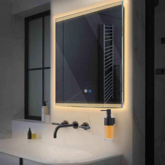 Oglinda LED Patrata, Touch LED, Dimare, Dezaburire, LED 3000K Cald - Gama Edge Model 8