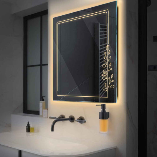 Oglinda LED Patrata, Fara functii, LED 3000K Cald - Gama Good Vibes Model 3