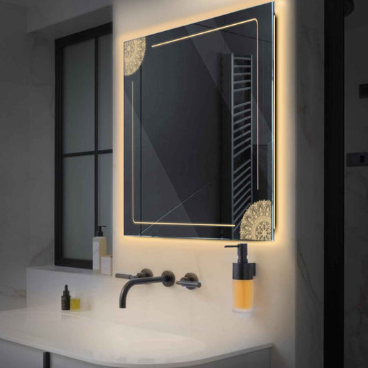 Oglinda LED Patrata, Fara functii, LED 3000K Cald - Gama Good Vibes Model 7