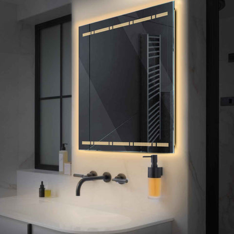 Oglinda LED Patrata, Fara functii, LED 3000K Cald - Gama Minimal Model 3