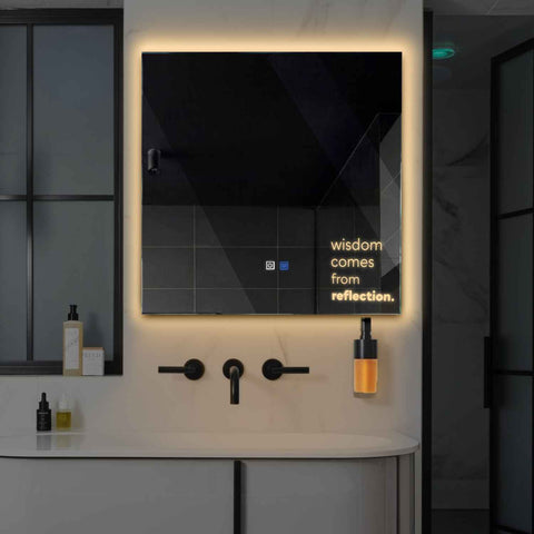 Oglinda LED Patrata, Touch LED, Dimare, Dezaburire, LED 3000K Cald - Gama Motivated Model 1