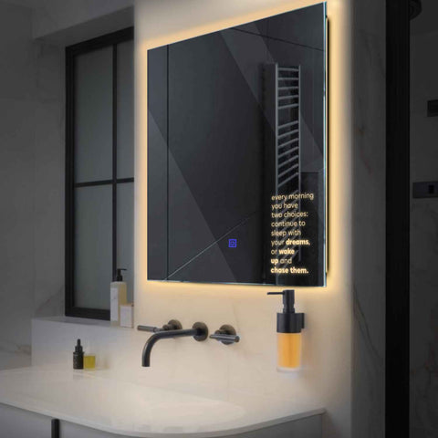 Oglinda LED Patrata, Touch LED, Dimare, LED 3000K Cald - Gama Motivated Model 2