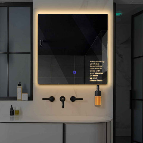 Oglinda LED Patrata, Touch LED, Dimare, LED 3000K Cald - Gama Motivated Model 2