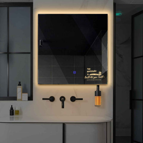 Oglinda LED Patrata, Touch LED, Dimare, LED 3000K Cald - Gama Motivated Model 3
