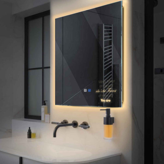 Oglinda LED Patrata, Touch LED, Dimare, Dezaburire, LED 3000K Cald - Gama Motivated Model 4