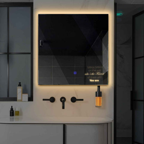 Oglinda LED Patrata, Touch LED, Dimare, LED 3000K Cald - Gama Motivated Model 4