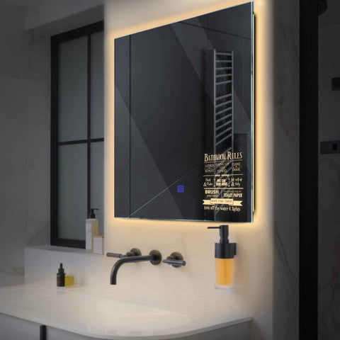 Oglinda LED Patrata, Touch LED, Dimare, LED 3000K Cald - Gama Motivated Model 5