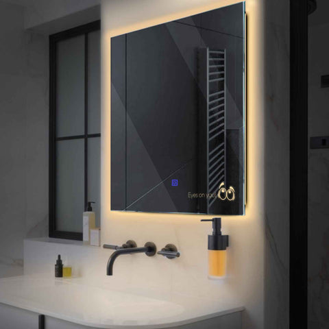 Oglinda LED Patrata, Touch LED, Dimare, LED 3000K Cald - Gama Motivated Model 8