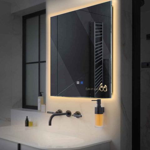 Oglinda LED Patrata, Touch LED, Dimare, Dezaburire, LED 3000K Cald - Gama Motivated Model 8