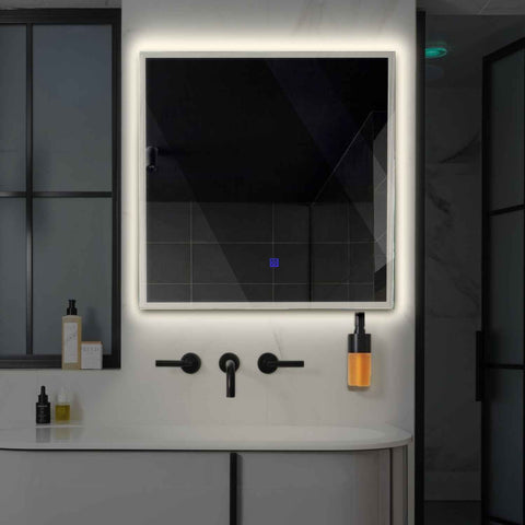 Oglinda LED Patrata, Touch LED, Dimare, LED 4000K Neutru - Gama Edge Model 1