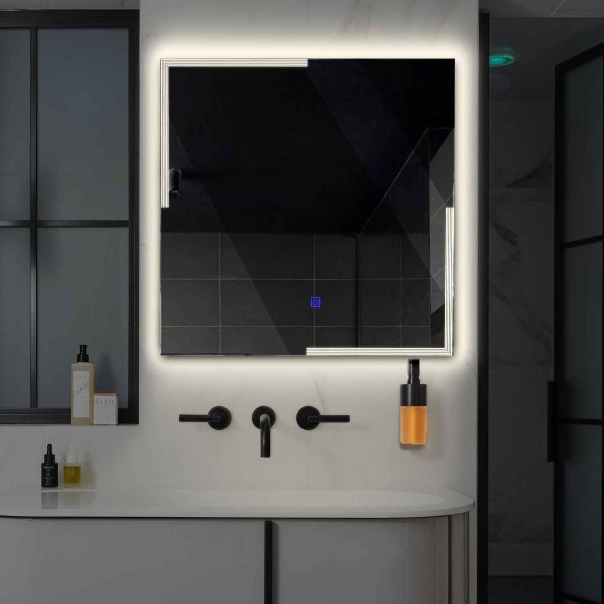 Oglinda LED Patrata, Touch LED, Dimare, LED 4000K Neutru - Gama Edge Model 2