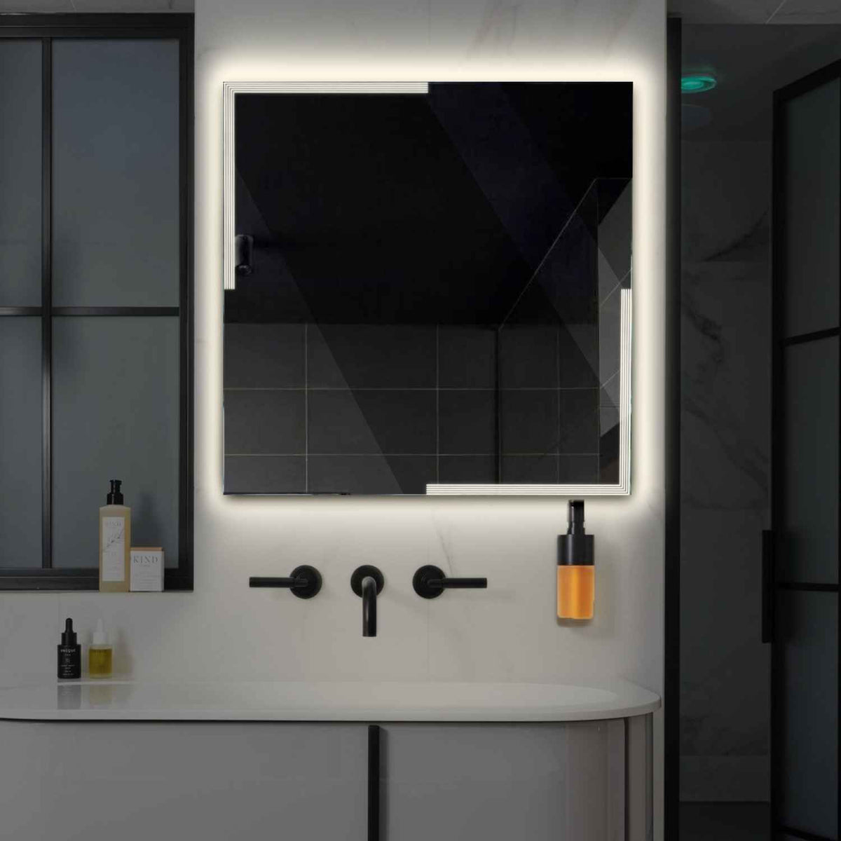 Oglinda LED Patrata, Fara functii, LED 4000K Neutru - Gama Edge Model 2