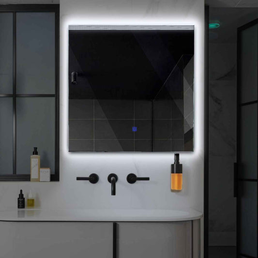 Oglinda LED patrata cu lumina LED rece Gama Edge Model 5 cu buton touch - Reyze