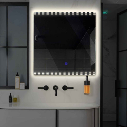 Oglinda LED patrata cu lumina LED neutra Gama Edge Model 6 cu buton touch - Reyze