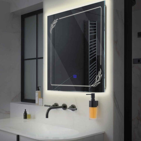 Oglinda LED Patrata, Touch LED, Dimare, LED 4000K Neutru - Gama Good Vibes Model 1