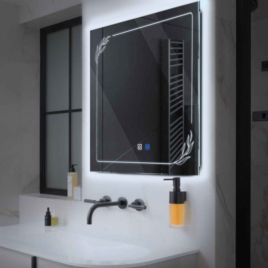 Oglinda LED Patrata, Touch LED, Dimare, Dezaburire, LED 6000K Rece - Gama Good Vibes Model 1