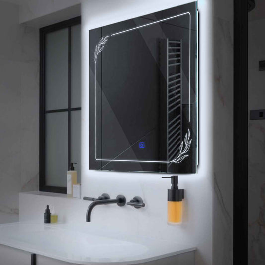 Oglinda LED Patrata, Touch LED, Dimare, LED 6000K Rece - Gama Good Vibes Model 1
