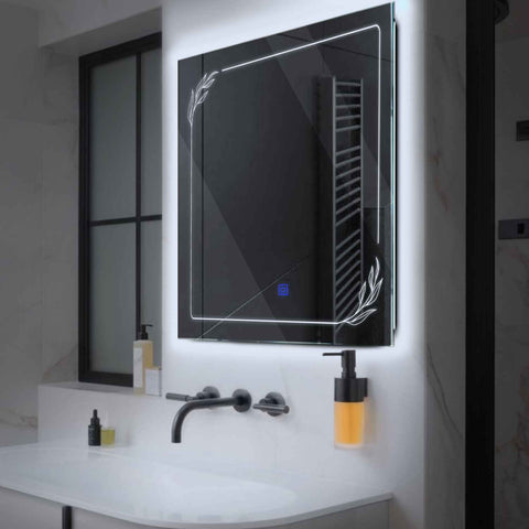 Oglinda LED Patrata, Touch LED, Dimare, LED 6000K Rece - Gama Good Vibes Model 1