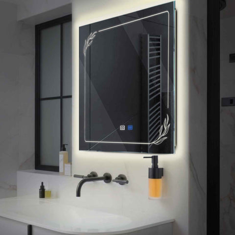 Oglinda LED Patrata, Touch LED, Dimare, Dezaburire, LED 4000K Neutru - Gama Good Vibes Model 1
