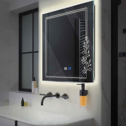 Oglinda LED Patrata, Touch LED, Dimare, Dezaburire, LED 4000K Neutru - Gama Good Vibes Model 3