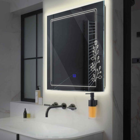 Oglinda LED Patrata, Touch LED, Dimare, LED 4000K Neutru - Gama Good Vibes Model 3