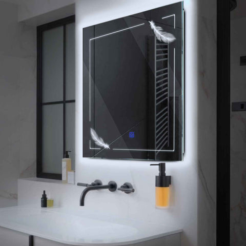 Oglinda LED Patrata, Touch LED, Dimare, LED 6000K Rece - Gama Good Vibes Model 2
