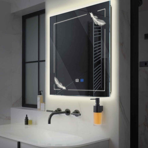 Oglinda LED Patrata, Touch LED, Dimare, Dezaburire, LED 4000K Neutru - Gama Good Vibes Model 2