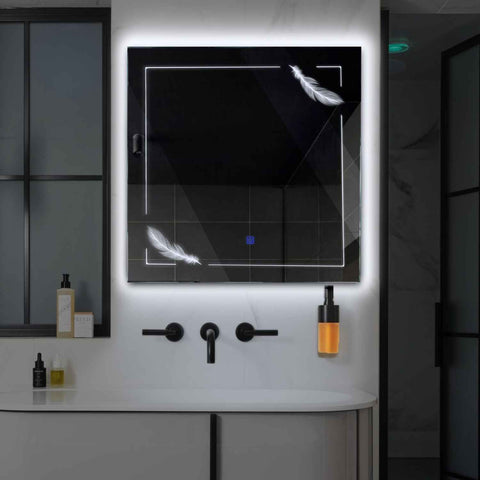 Oglinda LED Patrata, Touch LED, Dimare, LED 6000K Rece - Gama Good Vibes Model 2