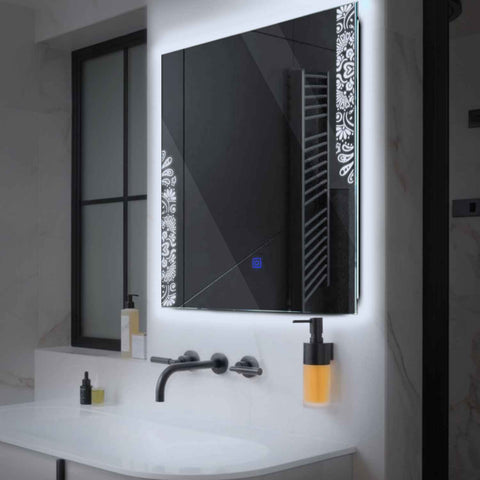 Oglinda LED Patrata, Touch LED, Dimare, LED 6000K Rece - Gama Good Vibes Model 4