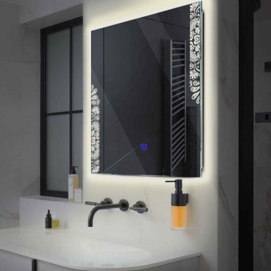 Oglinda LED Patrata, Touch LED, Dimare, LED 4000K Neutru - Gama Good Vibes Model 4