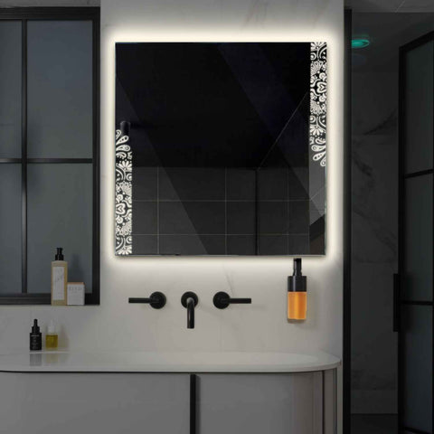 Oglinda LED Patrata, Fara functii, LED 4000K Neutru - Gama Good Vibes Model 4