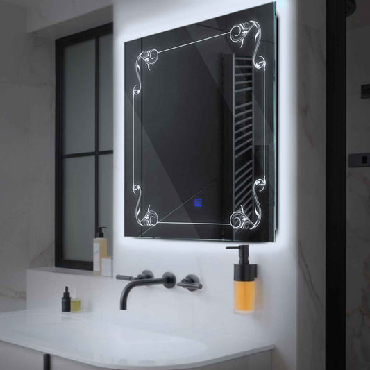 Oglinda LED Patrata, Touch LED, Dimare, LED 6000K Rece - Gama Good Vibes Model 5