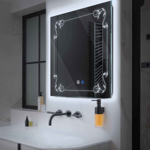 Oglinda LED Patrata, Touch LED, Dimare, Dezaburire, LED 6000K Rece - Gama Good Vibes Model 5