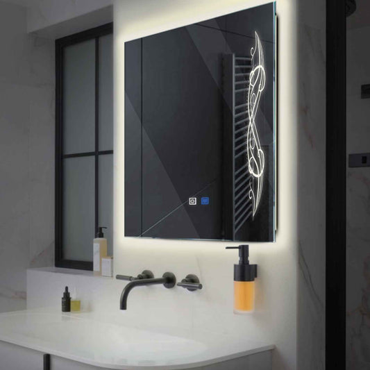 Oglinda LED Patrata, Touch LED, Dimare, Dezaburire, LED 4000K Neutru - Gama Good Vibes Model 6