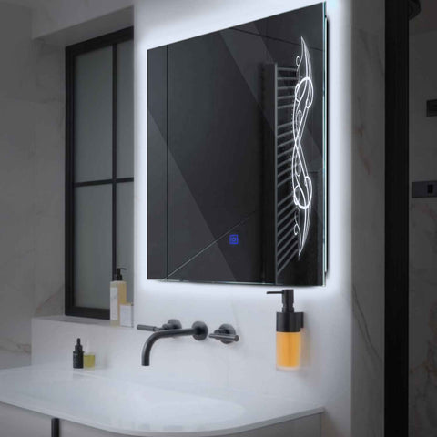 Oglinda LED Patrata, Touch LED, Dimare, LED 6000K Rece - Gama Good Vibes Model 6