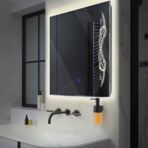 Oglinda LED Patrata, Touch LED, Dimare, LED 4000K Neutru - Gama Good Vibes Model 6