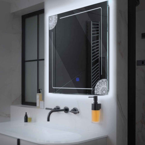 Oglinda LED Patrata, Touch LED, Dimare, LED 6000K Rece - Gama Good Vibes Model 7