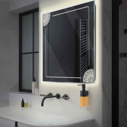 Oglinda LED Patrata, Fara functii, LED 4000K Neutru - Gama Good Vibes Model 7