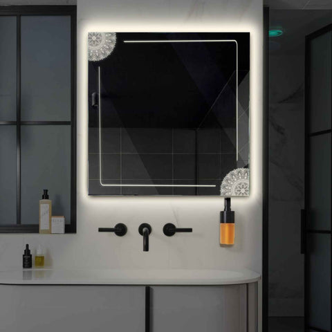 Oglinda LED Patrata, Fara functii, LED 4000K Neutru - Gama Good Vibes Model 7