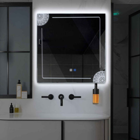 Oglinda LED Patrata, Touch LED, Dimare, Dezaburire, LED 6000K Rece - Gama Good Vibes Model 7