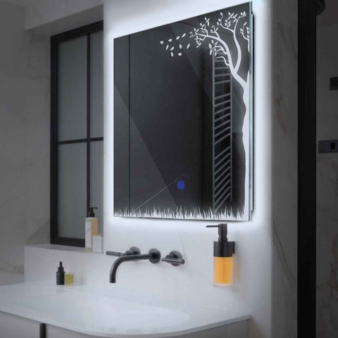 Oglinda LED Patrata, Touch LED, Dimare, LED 6000K Rece - Gama Good Vibes Model 8