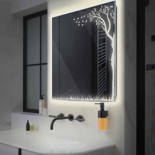 Oglinda LED Patrata, Fara functii, LED 4000K Neutru - Gama Good Vibes Model 8