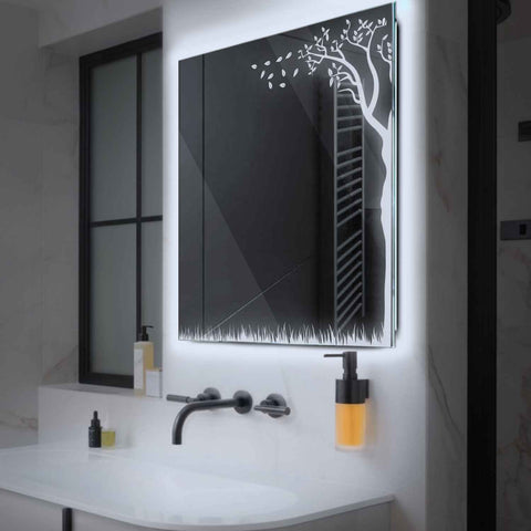 Oglinda LED Patrata, Fara functii, LED 6000K Rece - Gama Good Vibes Model 8