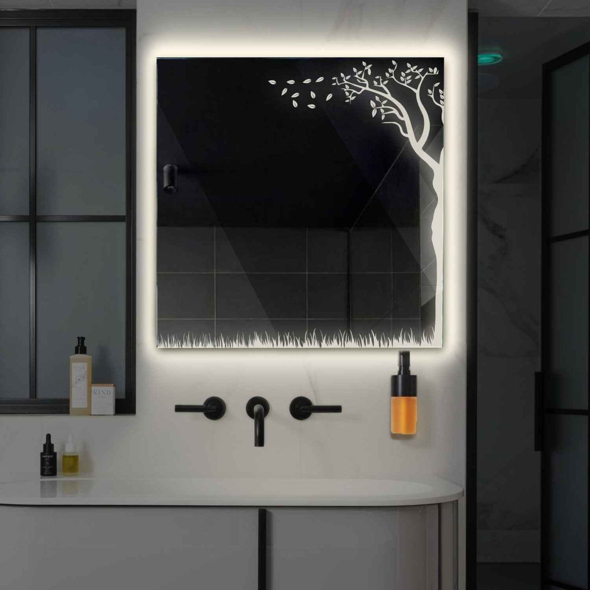 Oglinda LED Patrata, Fara functii, LED 4000K Neutru - Gama Good Vibes Model 8