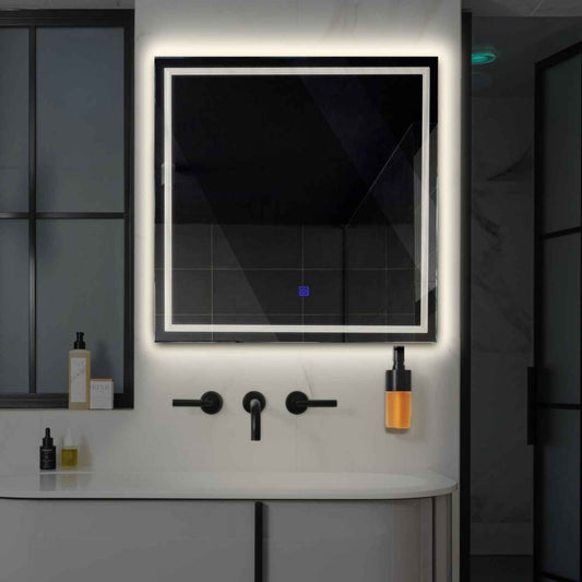 Oglinda LED patrata cu lumina LED neutra Gama Minimal Model 1 cu buton touch - Reyze