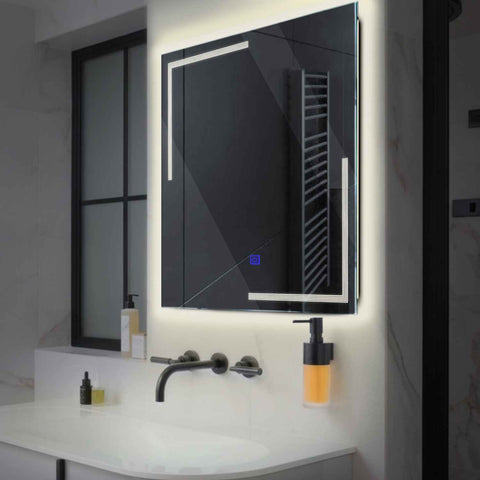 Oglinda LED Patrata, Touch LED, Dimare, LED 4000K Neutru - Gama Minimal Model 2