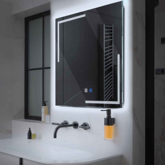 Oglinda LED Patrata, Touch LED, Dimare, Dezaburire, LED 6000K Rece - Gama Minimal Model 2