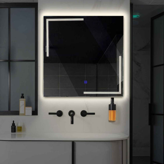 Oglinda LED patrata cu lumina LED neutra Gama Minimal Model 2 cu buton touch - Reyze