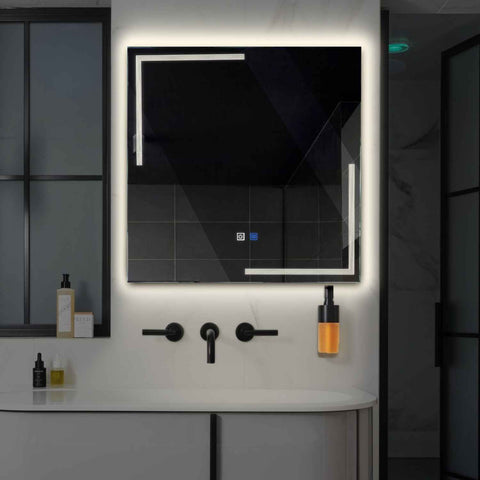 Oglinda LED Patrata, Touch LED, Dimare, Dezaburire, LED 4000K Neutru - Gama Minimal Model 2